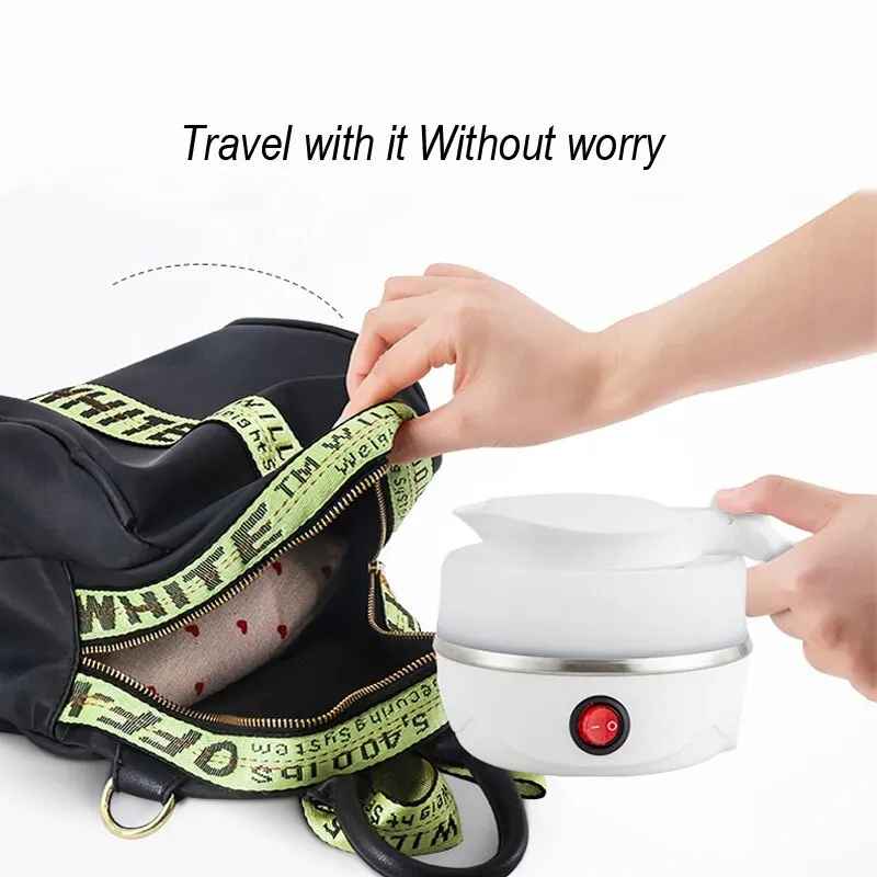 Electric Portable Kettle Foldable Travel Kettle Foods Boils Quickly Silicone Small Collapsible Fast Water Boiling 600 ml / 0.6L Home appliances