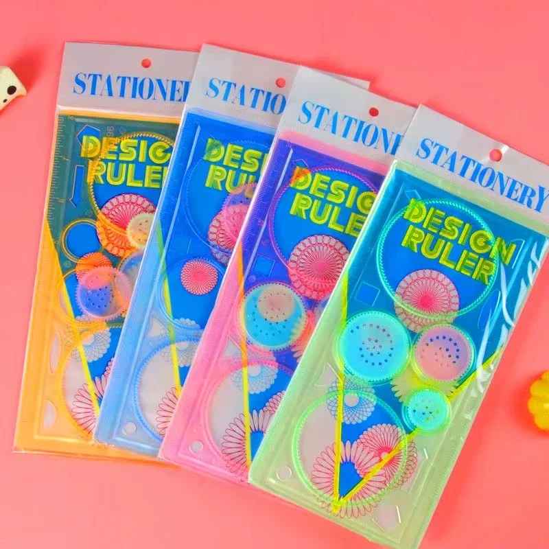 22/4Pcs Spirograph Ruler Drawing Scratch Painting Toys Interlocking Gears Wheels Painting Drawing Accessories Educational Toy