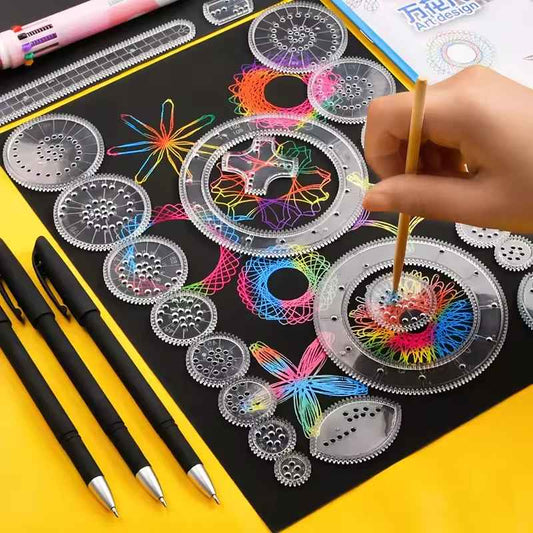 22/4Pcs Spirograph Ruler Drawing Scratch Painting Toys Interlocking Gears Wheels Painting Drawing Accessories Educational Toy